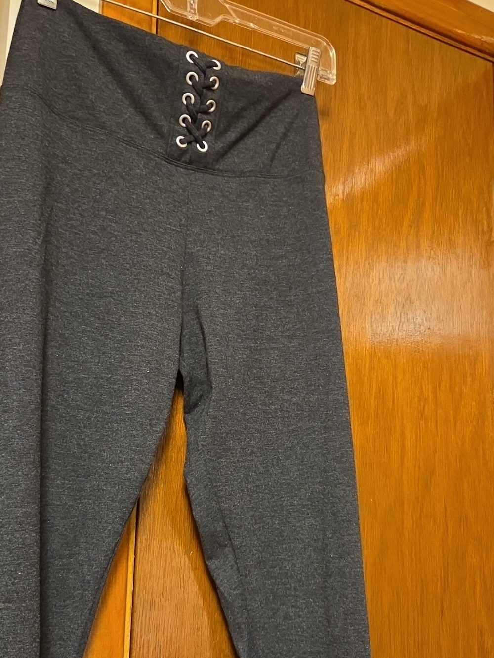 PINK Victoria's Secret Charcoal Lace-Up High-Waist Leggings